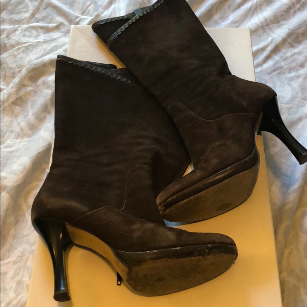 Charles David camoscio dark brown suede boots